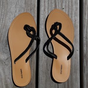 Old Navy black beaded flip flop sandals